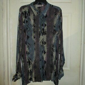 Shirt: “Alexander Martin” Sz:3X, Button Down, Collared, Long Sleeve, Multi Color
